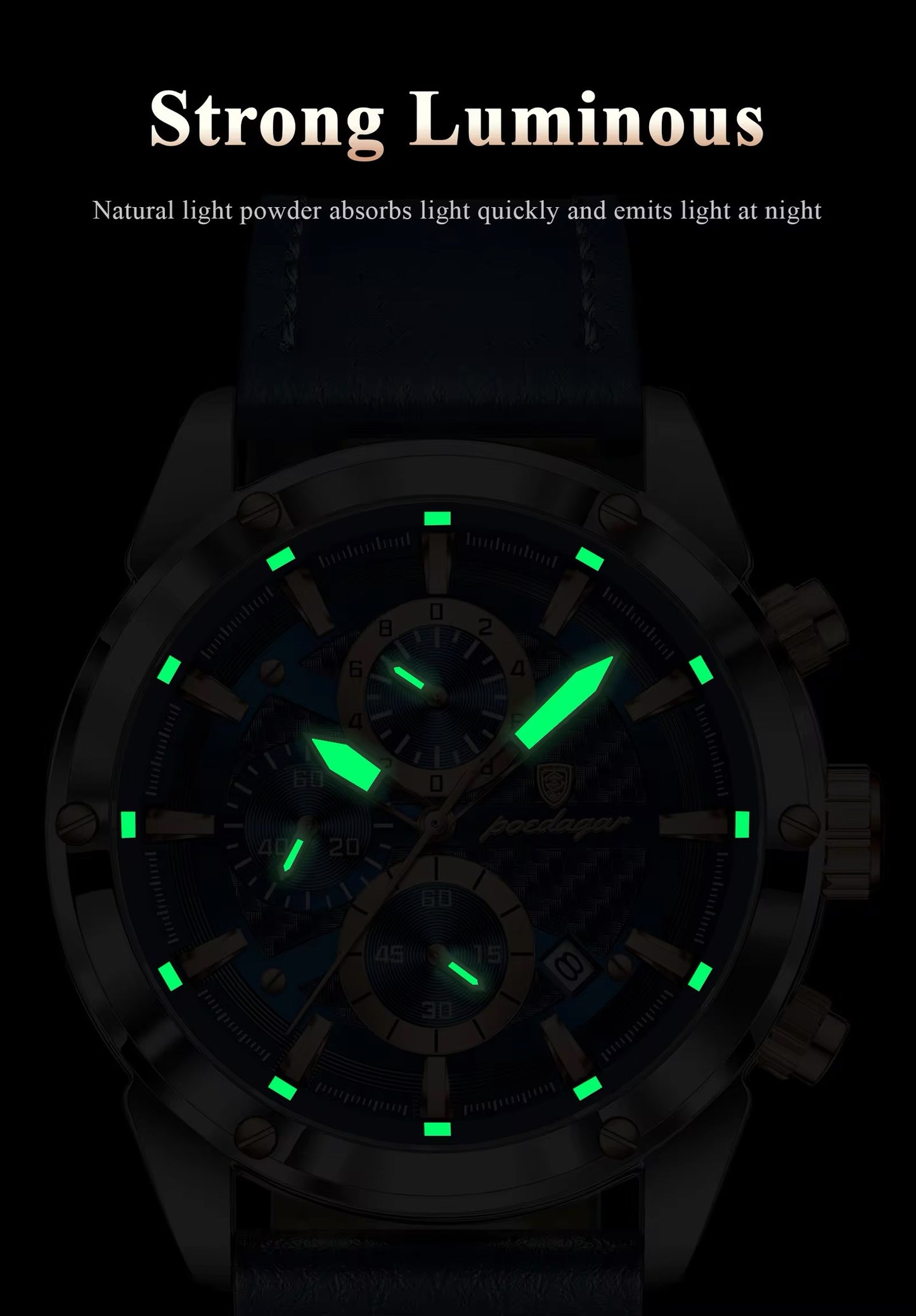 ساعة Poedagar Chrono 860 الجلدية
