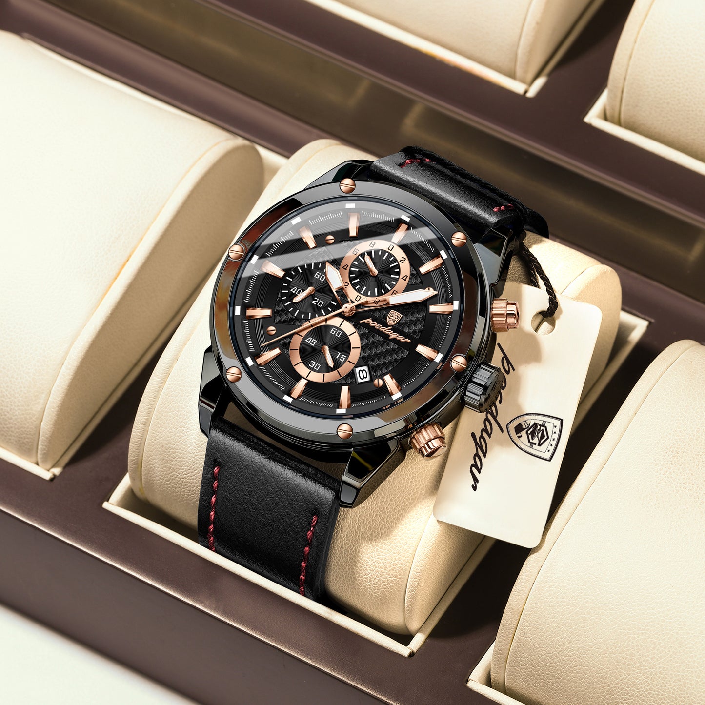 ساعة Poedagar Chrono 860 الجلدية