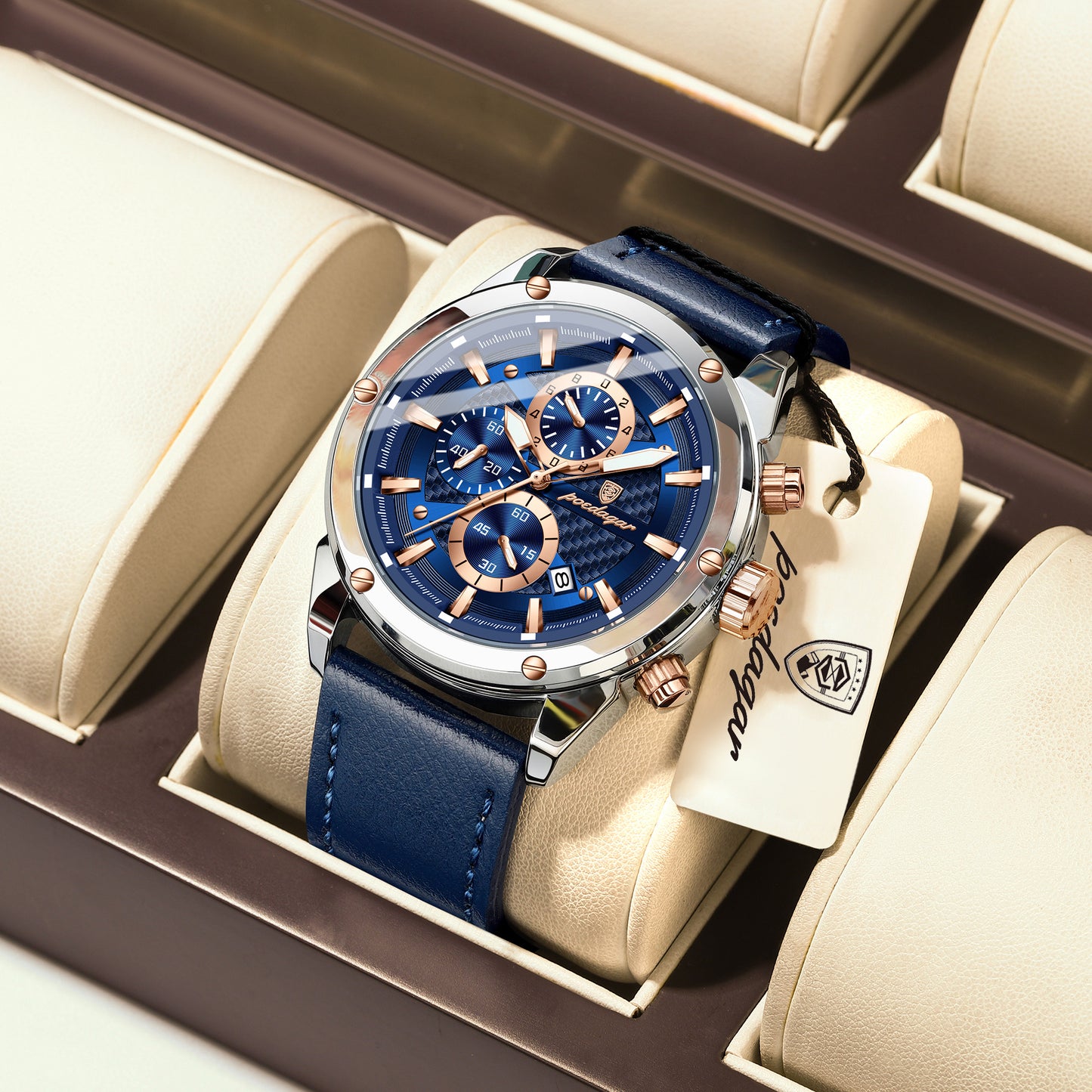 ساعة Poedagar Chrono 860 الجلدية