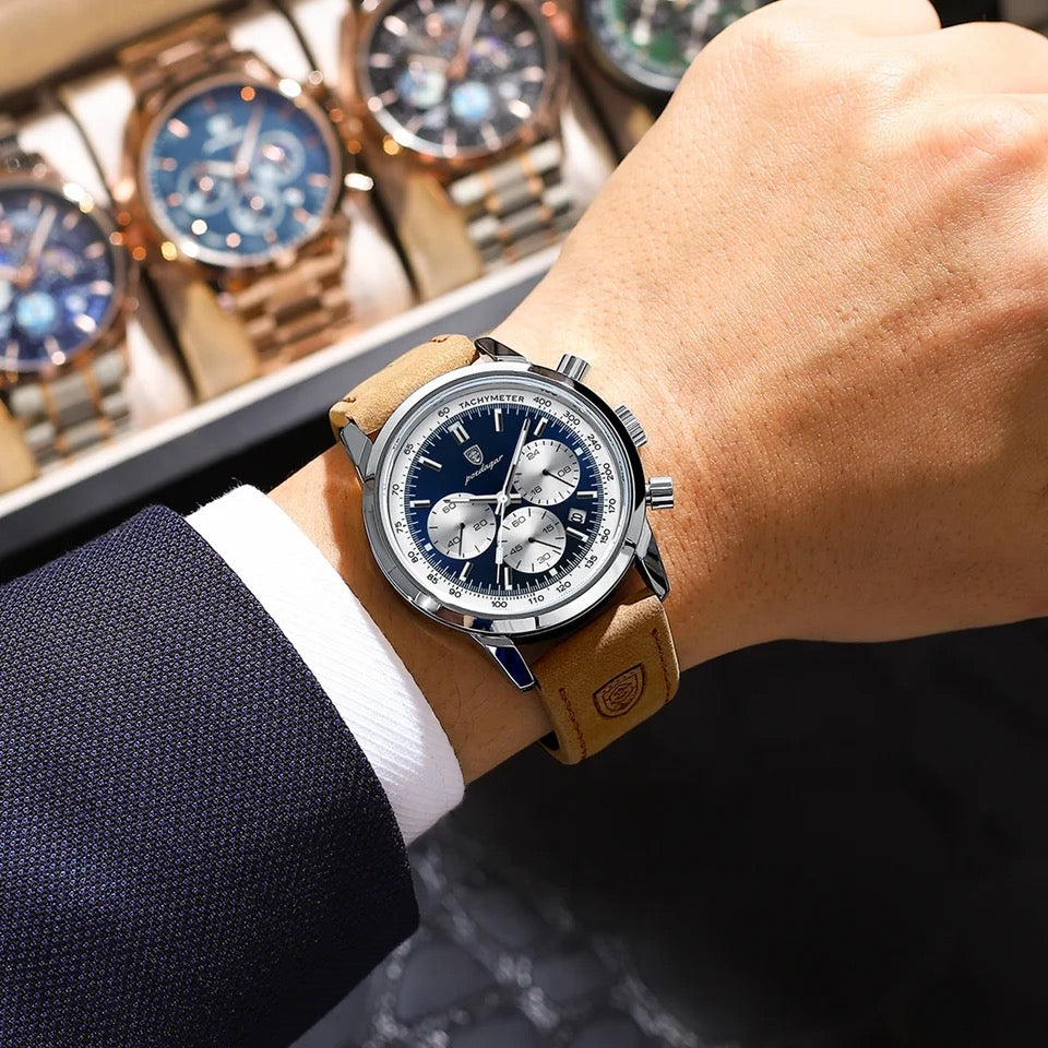 ساعة Poedagar Chrono 921 الجلدية