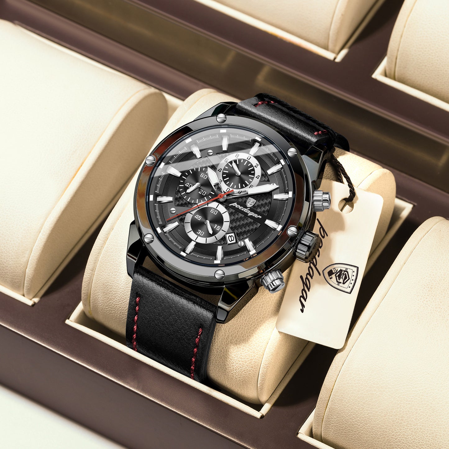 ساعة Poedagar Chrono 860 الجلدية