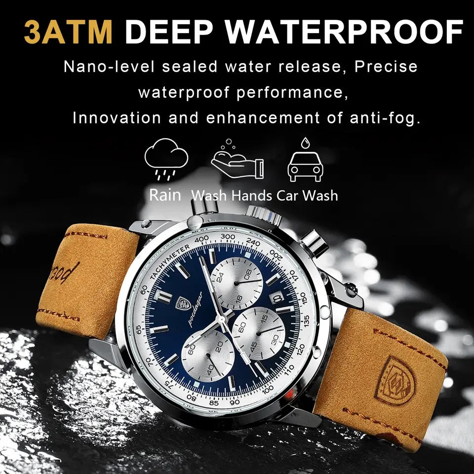 ساعة Poedagar Chrono 921 الجلدية