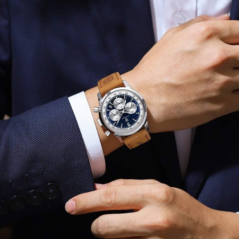 ساعة Poedagar Chrono 921 الجلدية