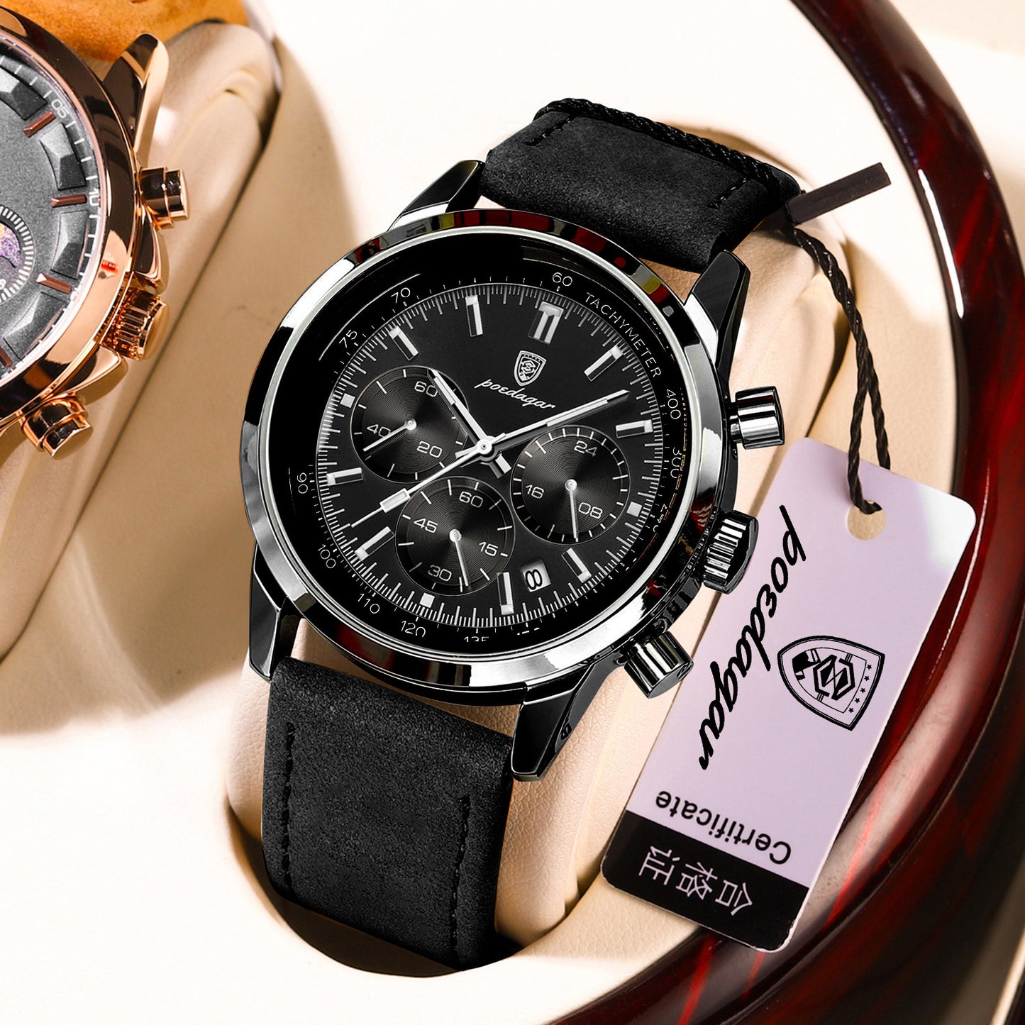 ساعة Poedagar Chrono 921 الجلدية