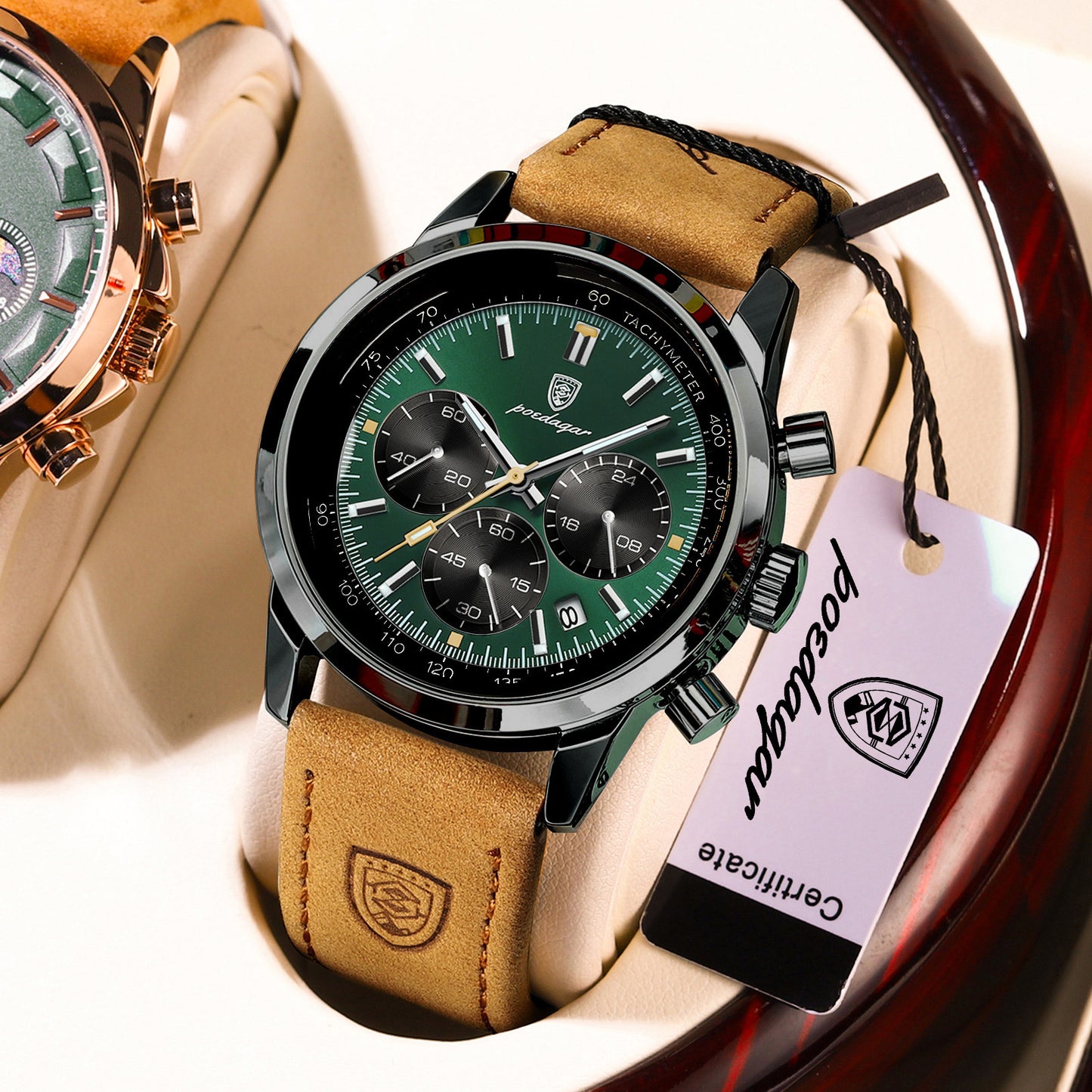 ساعة Poedagar Chrono 921 الجلدية