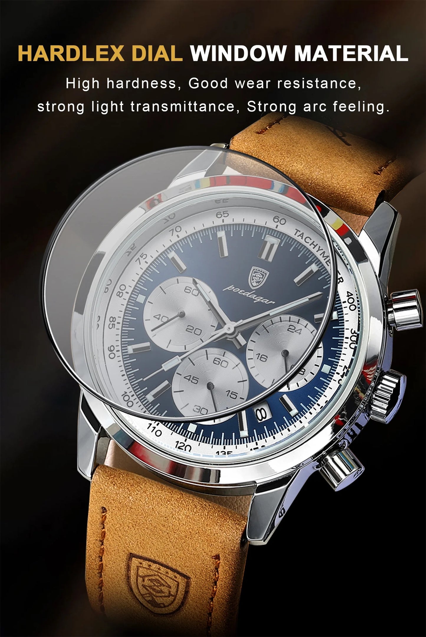ساعة Poedagar Chrono 921 الجلدية