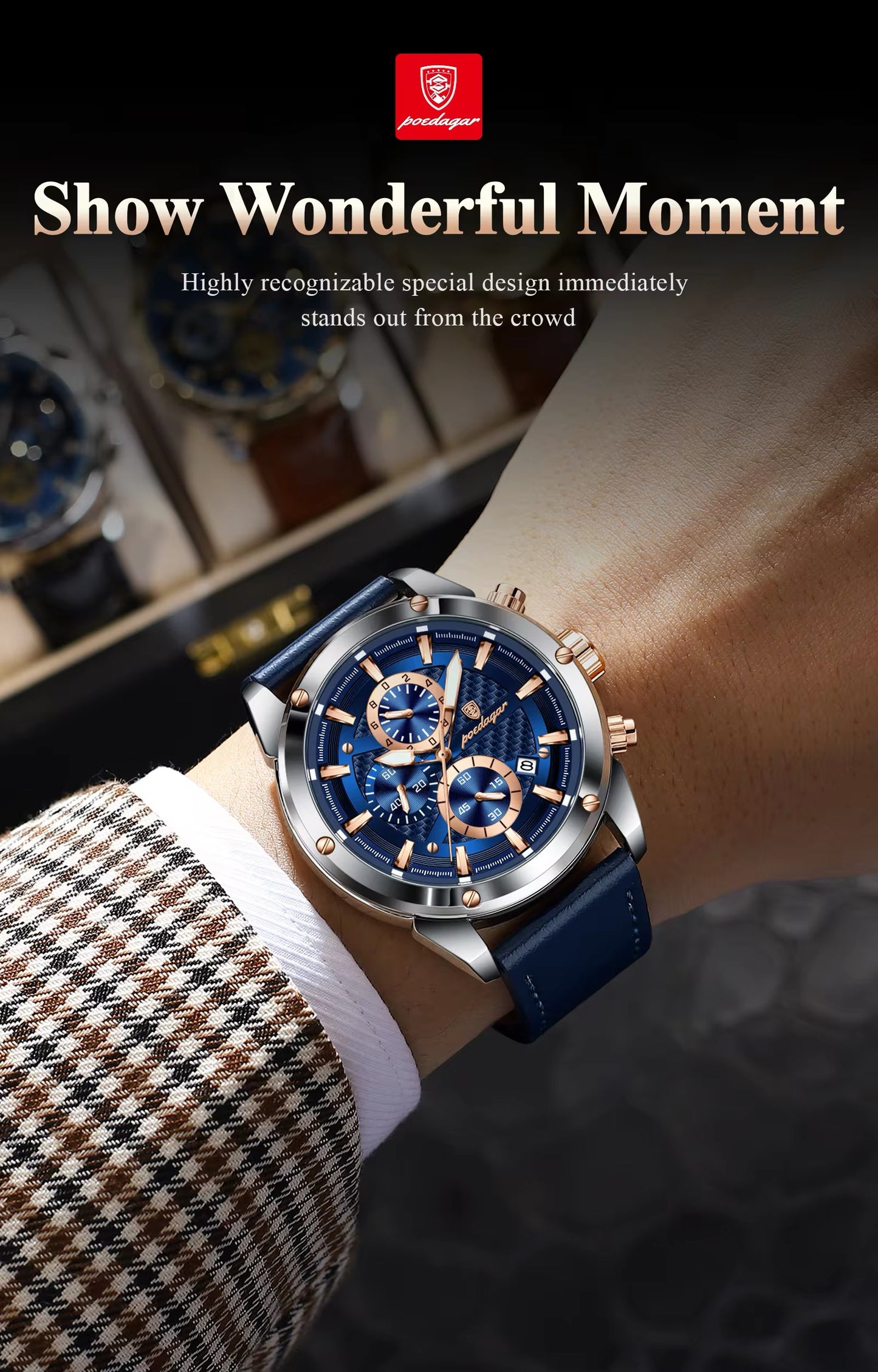 ساعة Poedagar Chrono 860 الجلدية