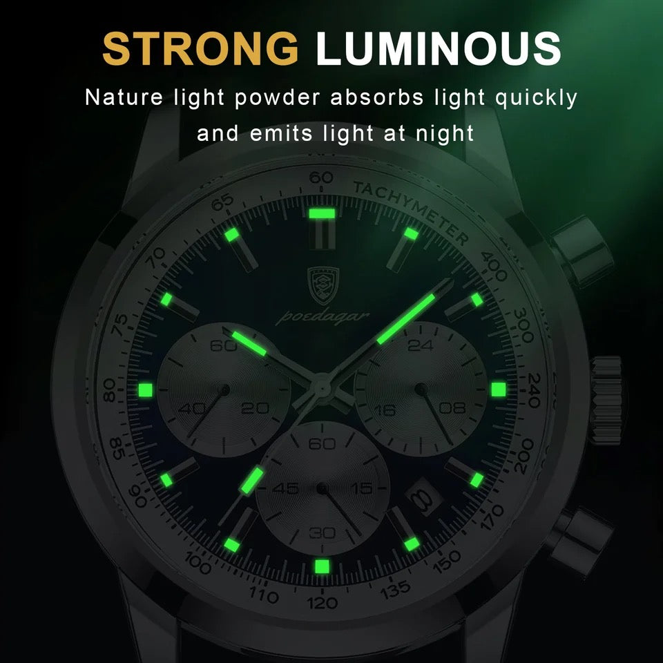ساعة Poedagar Chrono 921 الجلدية