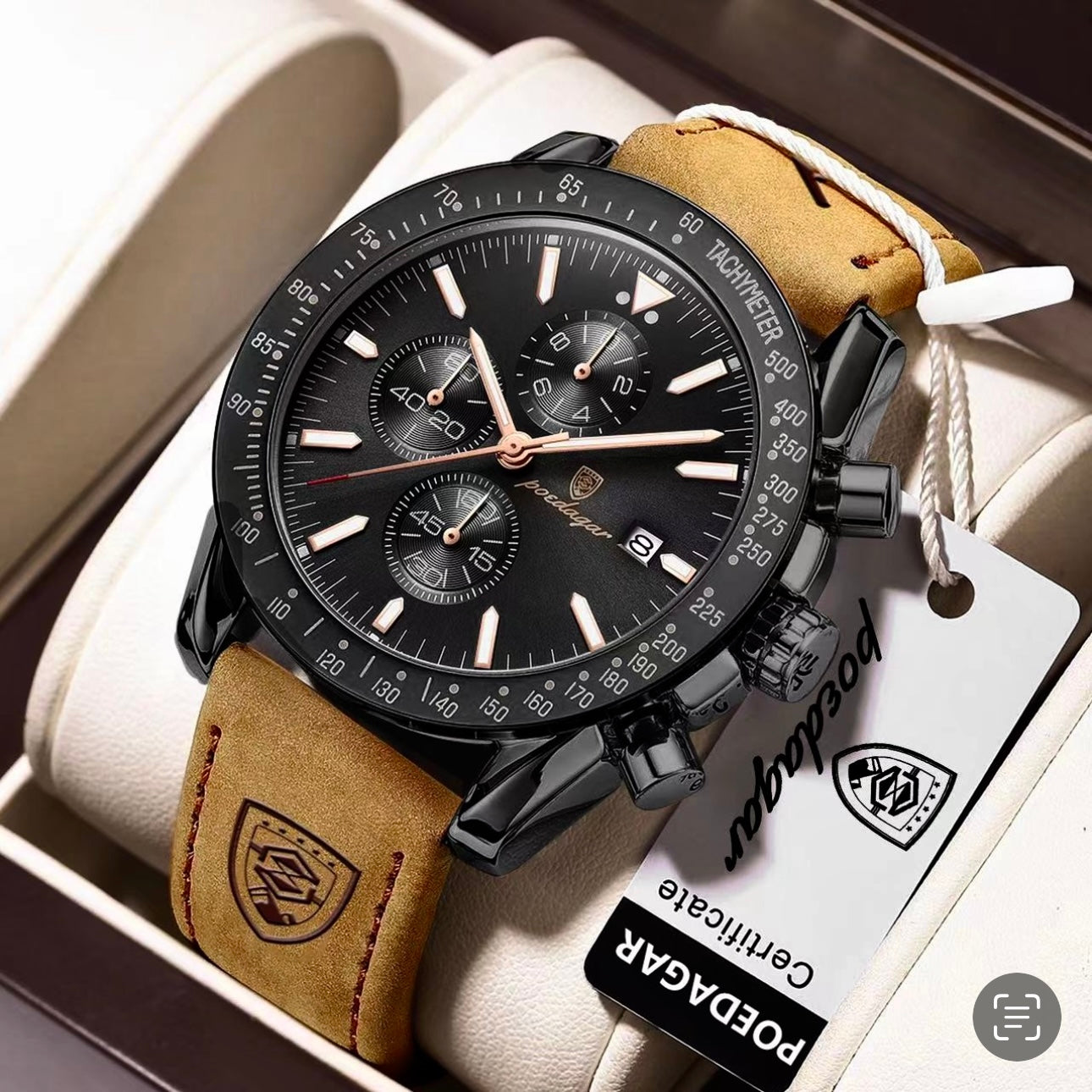 ساعة Poedagar Chrono 988 Leather