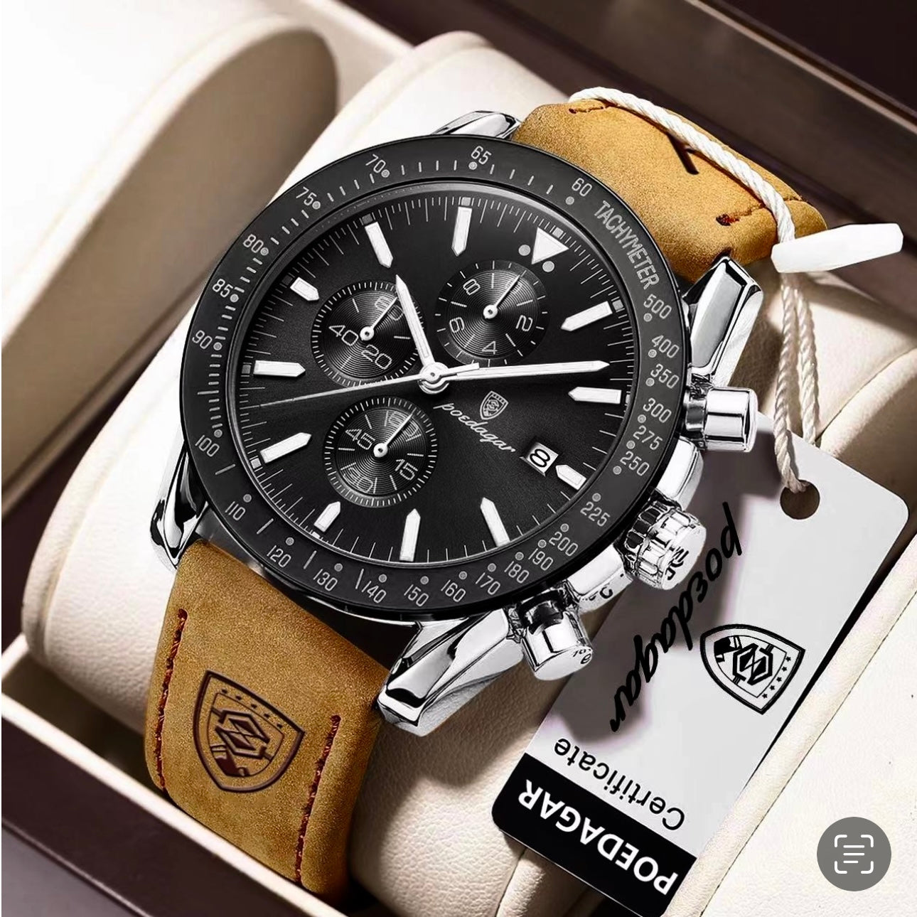 ساعة Poedagar Chrono 988 Leather