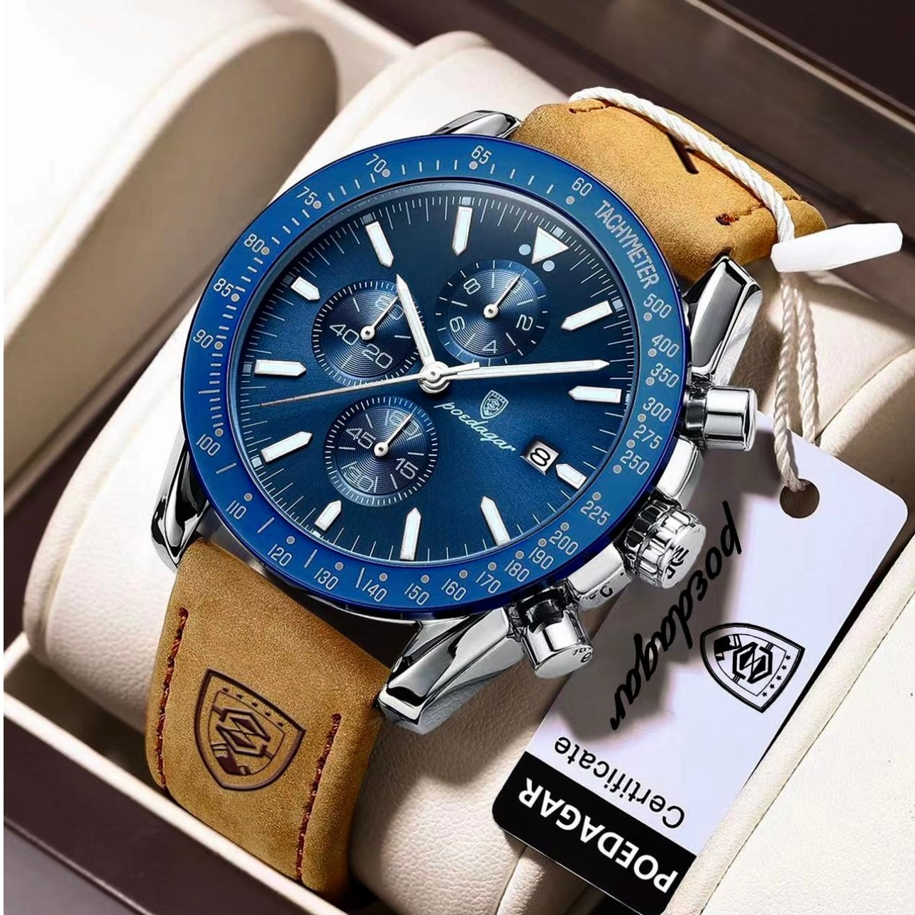 ساعة Poedagar Chrono 988 Leather