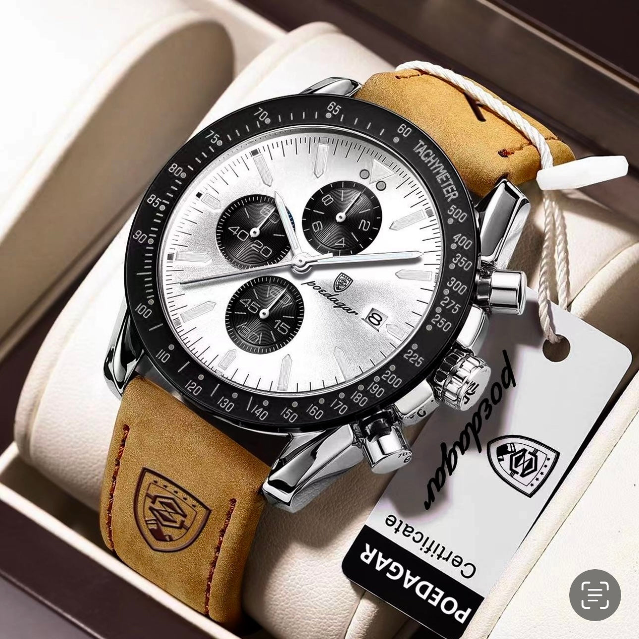 ساعة Poedagar Chrono 988 Leather