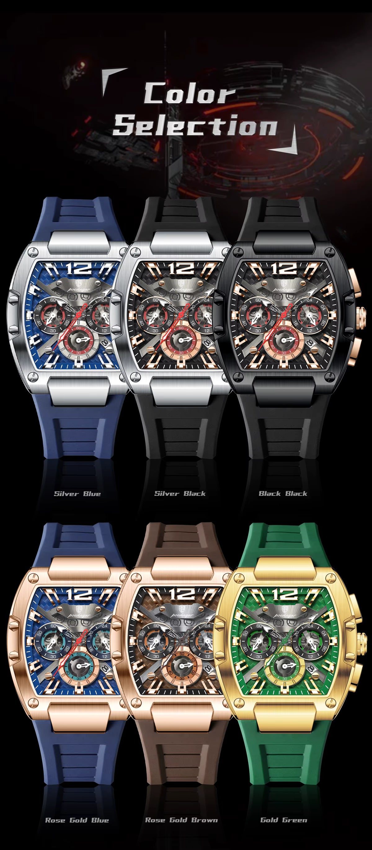 Poedagar Chrono 9051 Silicone