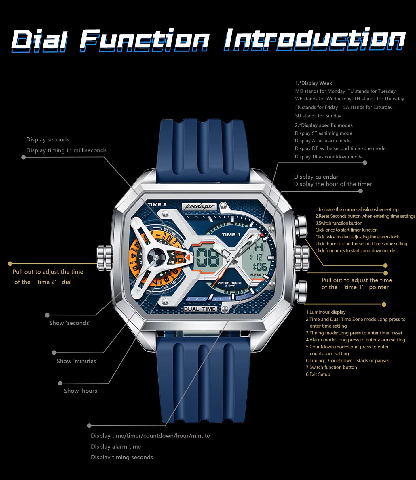 Poedagar Chrono Silicone E106