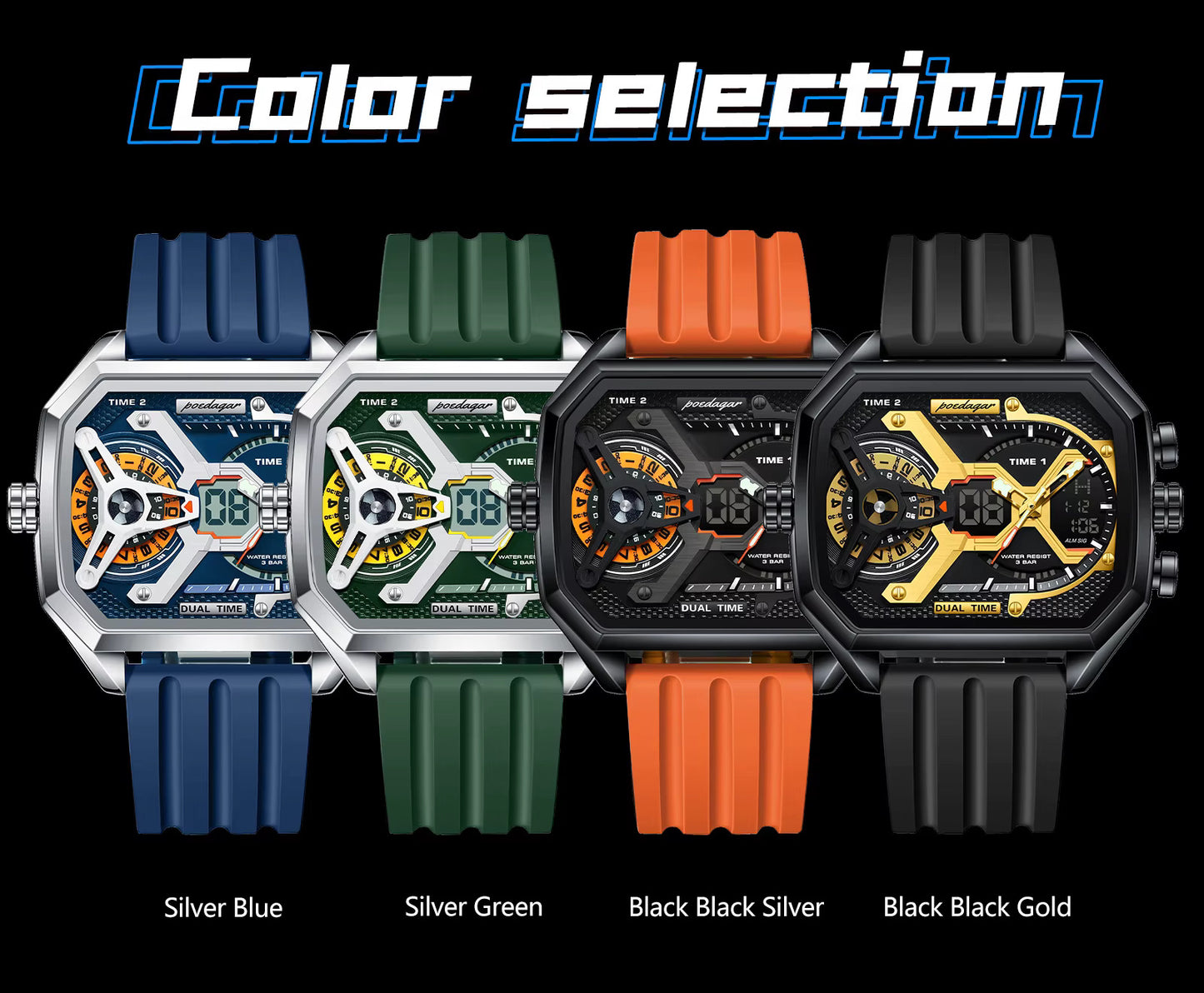 Poedagar Chrono Silicone E106