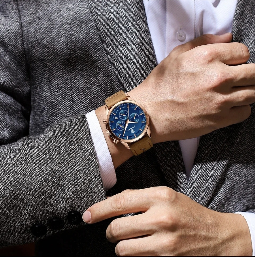 ساعة Poedagar Chrono 928 الجلدية