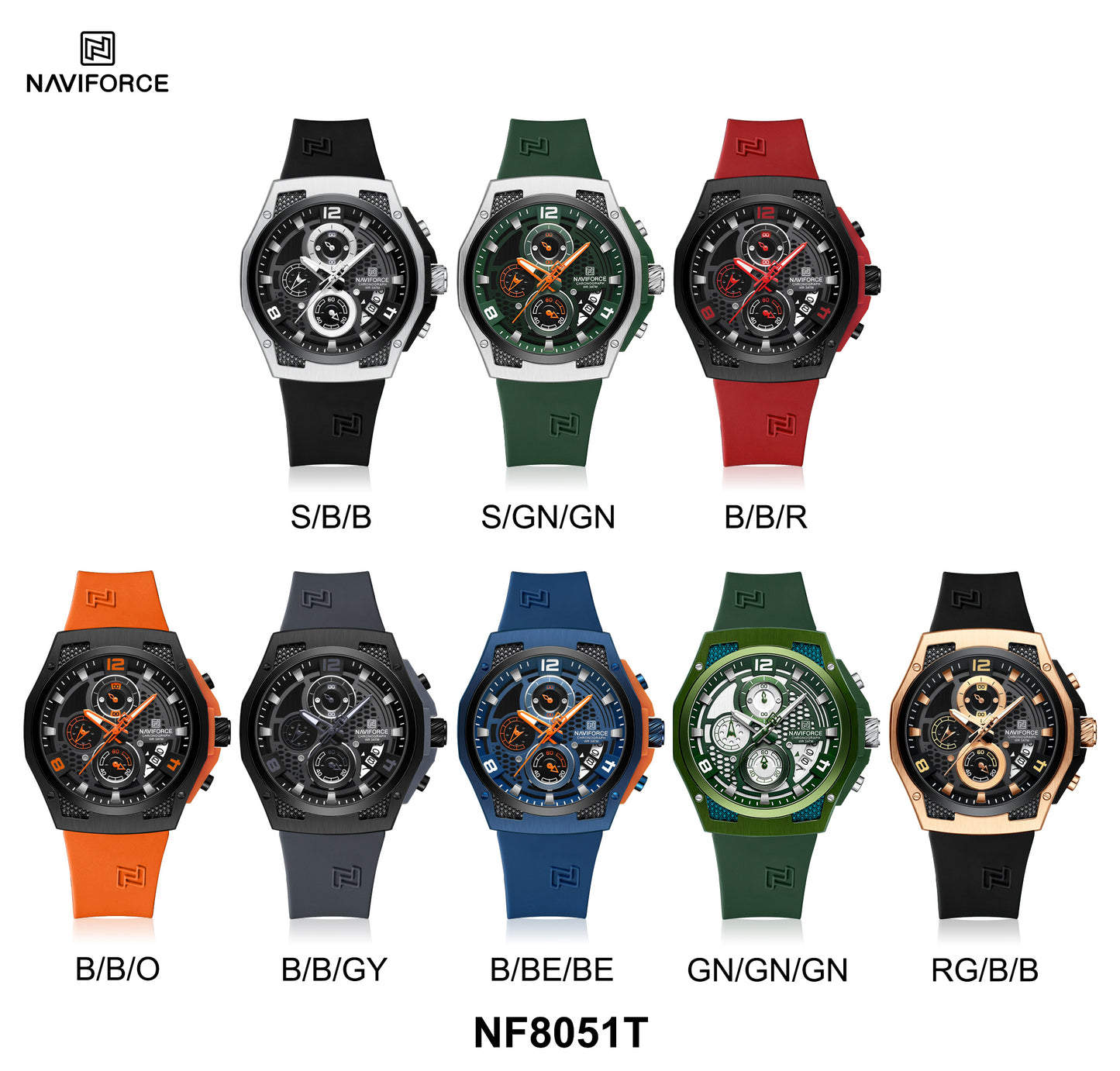 Naviforce Men Silicone Chrono 8051