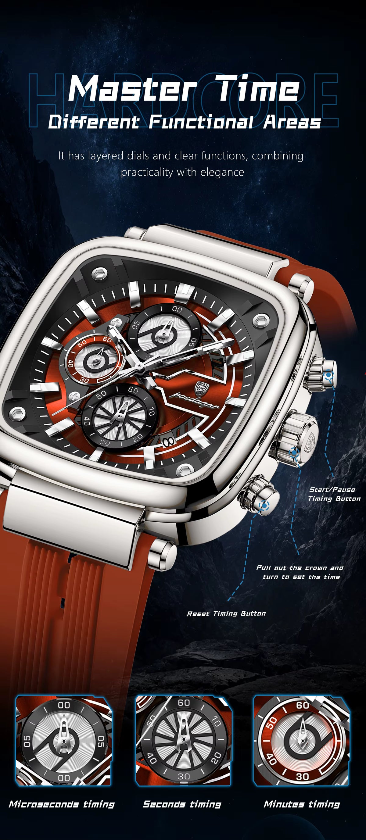Poedagar Chrono 849 Silicone