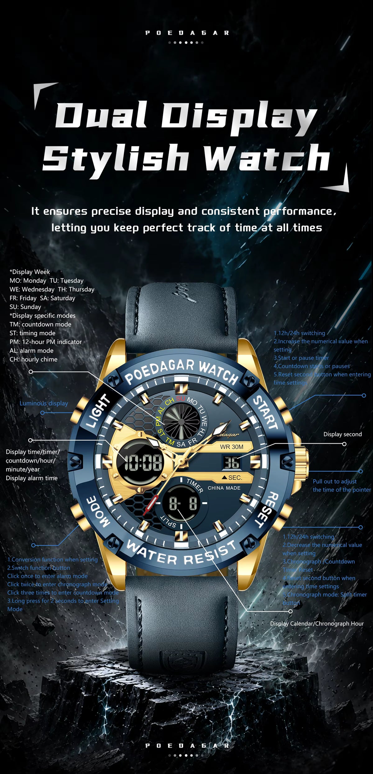 Poedagar Chrono E125 Leather