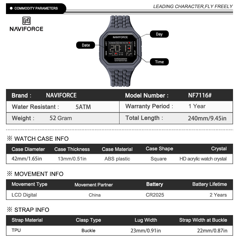 Naviforce Men Silicone 7116