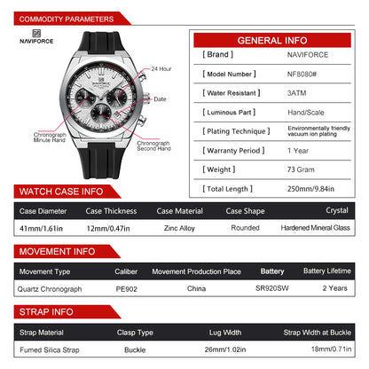 Naviforce Men Silicone Chrono 8080