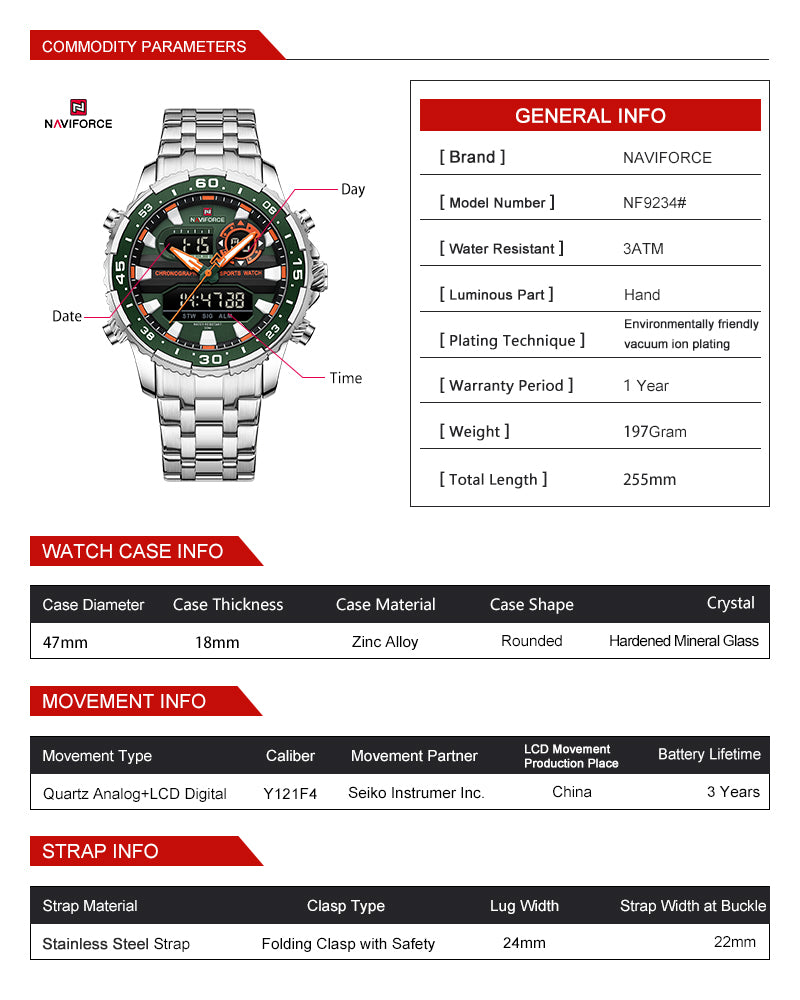 Naviforce Men Double 9234