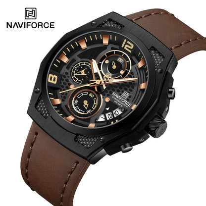 Naviforce Men Leather Chrono 8051