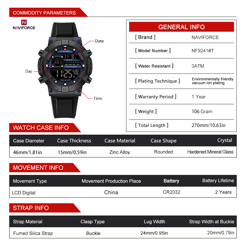 Naviforce Men Silicone 9241