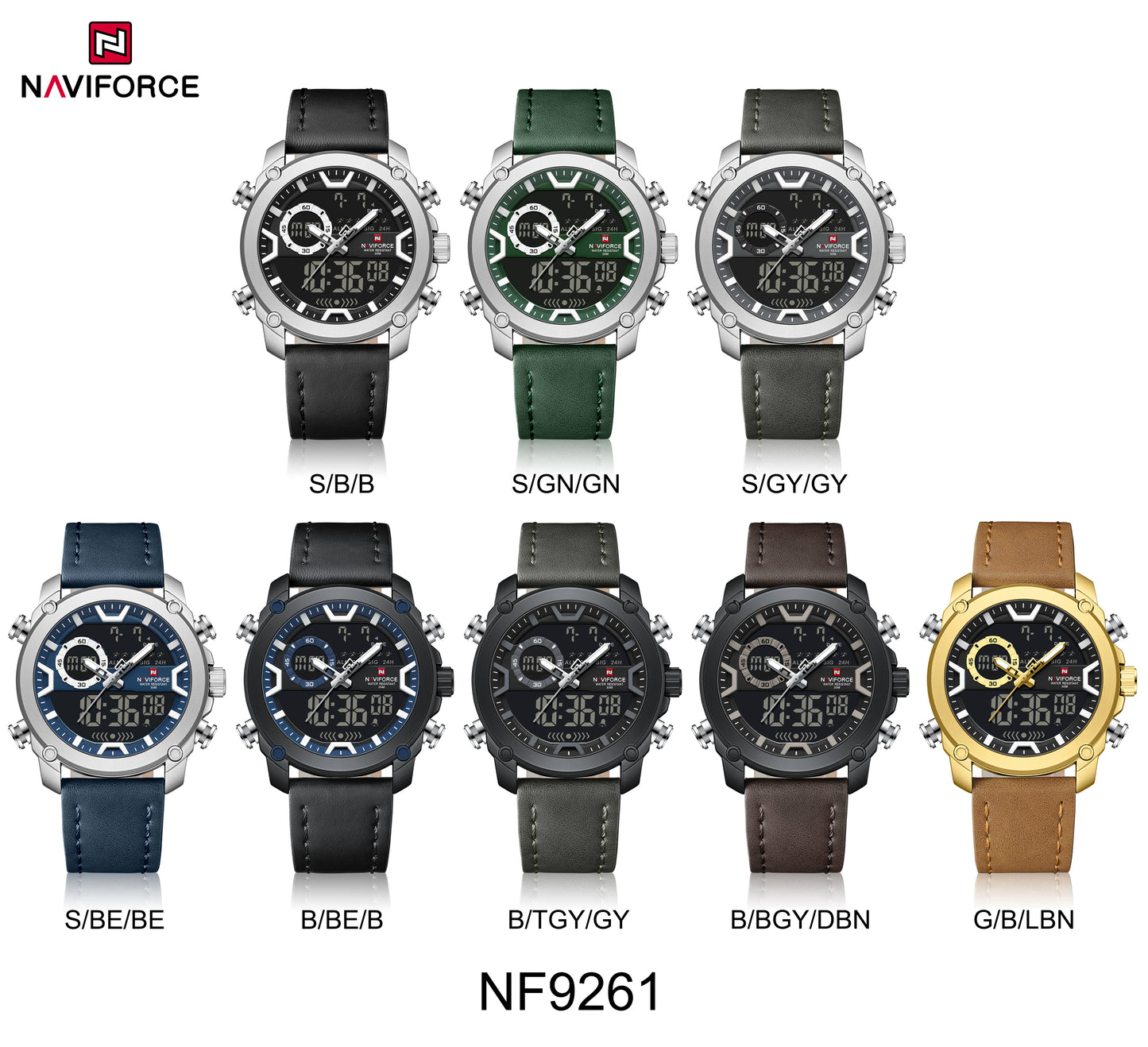 Naviforce Men Leather Double 9261