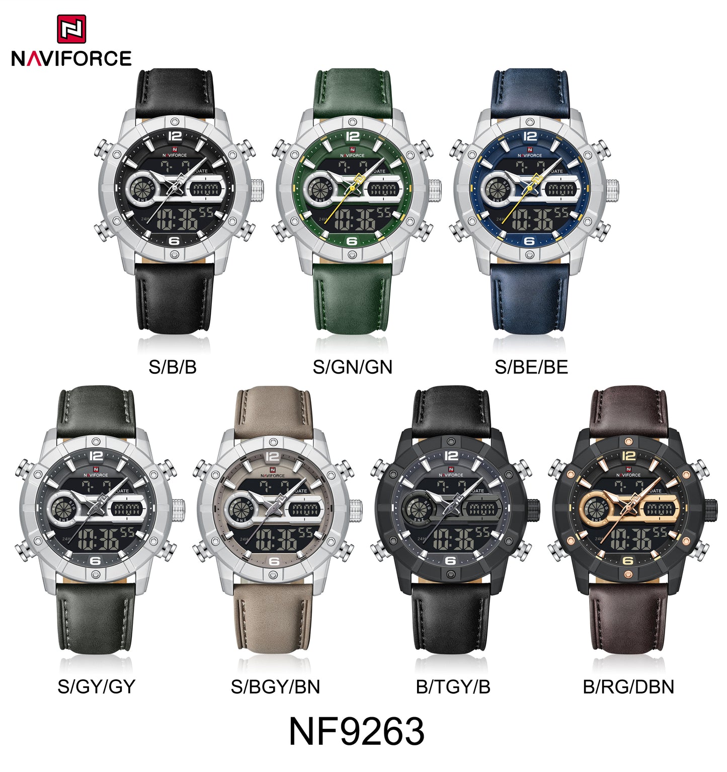 Naviforce Men Leather Double 9263