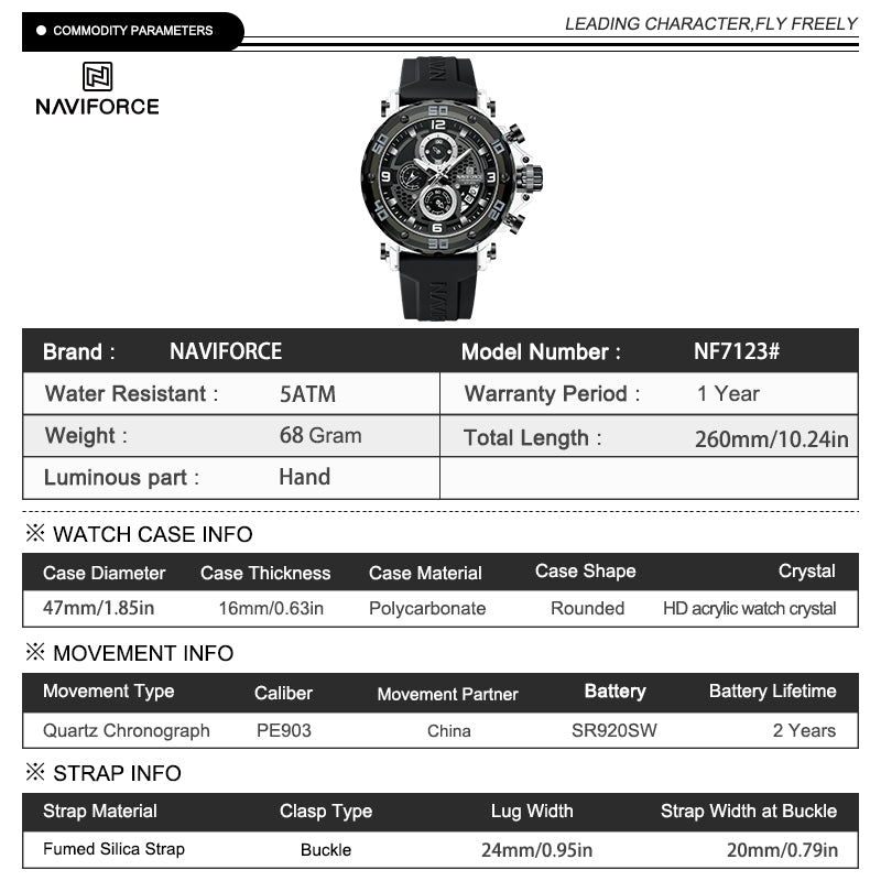 Naviforce Men Silicone Chrono 7123