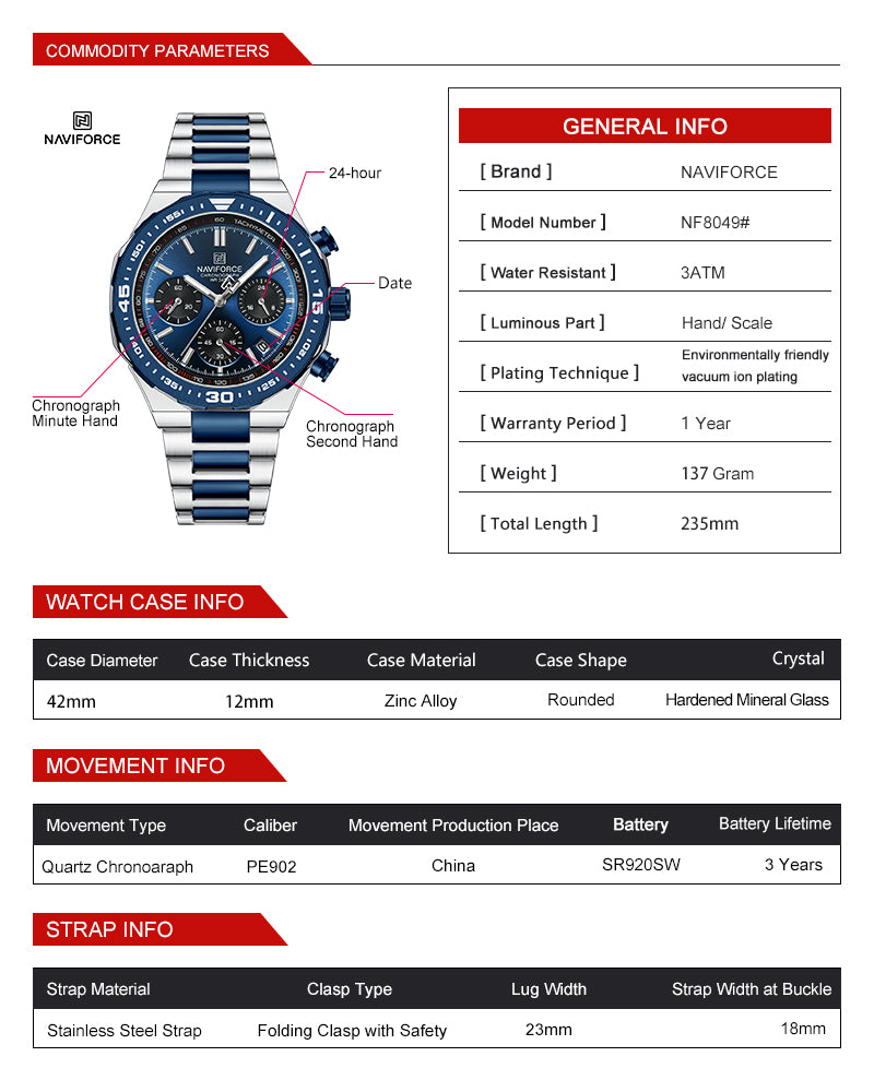 Naviforce Men Chrono 8049