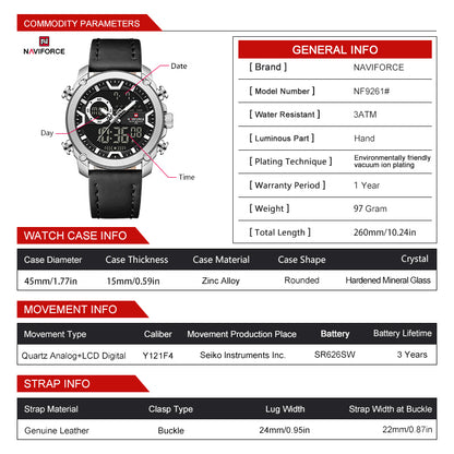 Naviforce Men Leather Double 9261
