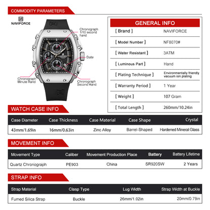 Naviforce Men Silicone Chrono 8070