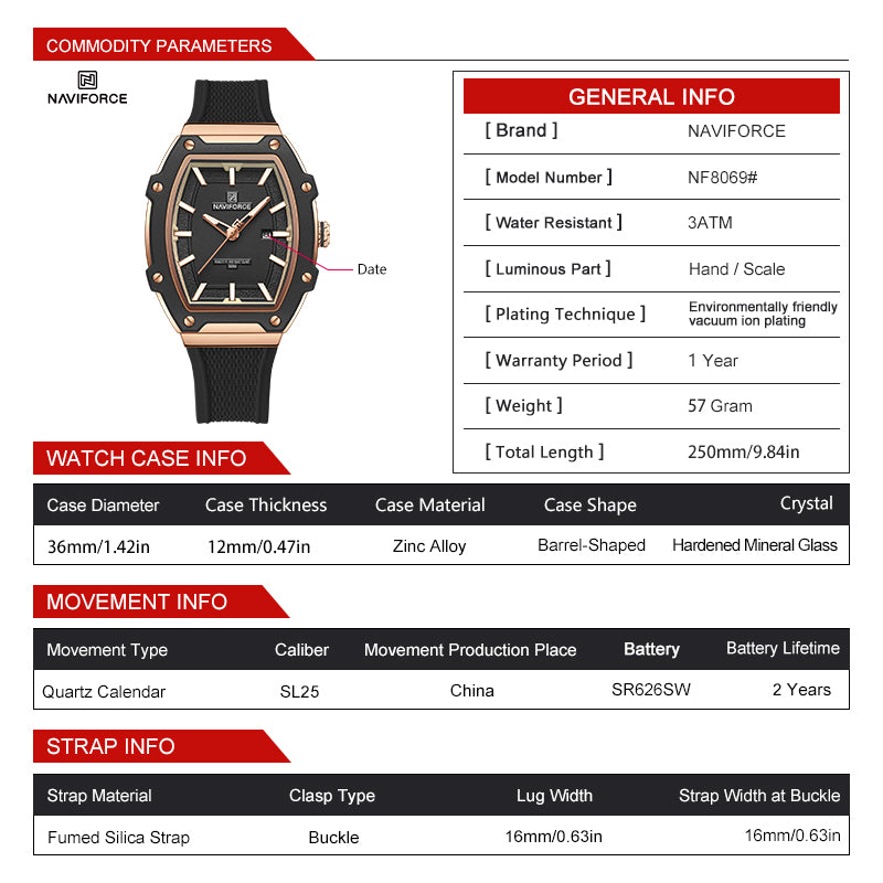 Naviforce Woman Silicone 8069