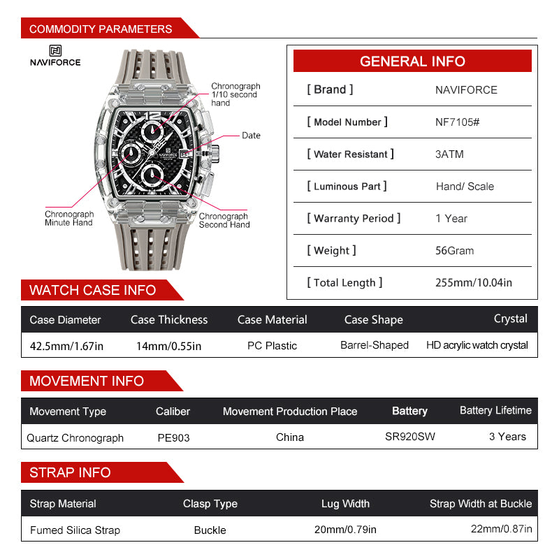 Naviforce Men Silicone Chrono 7105
