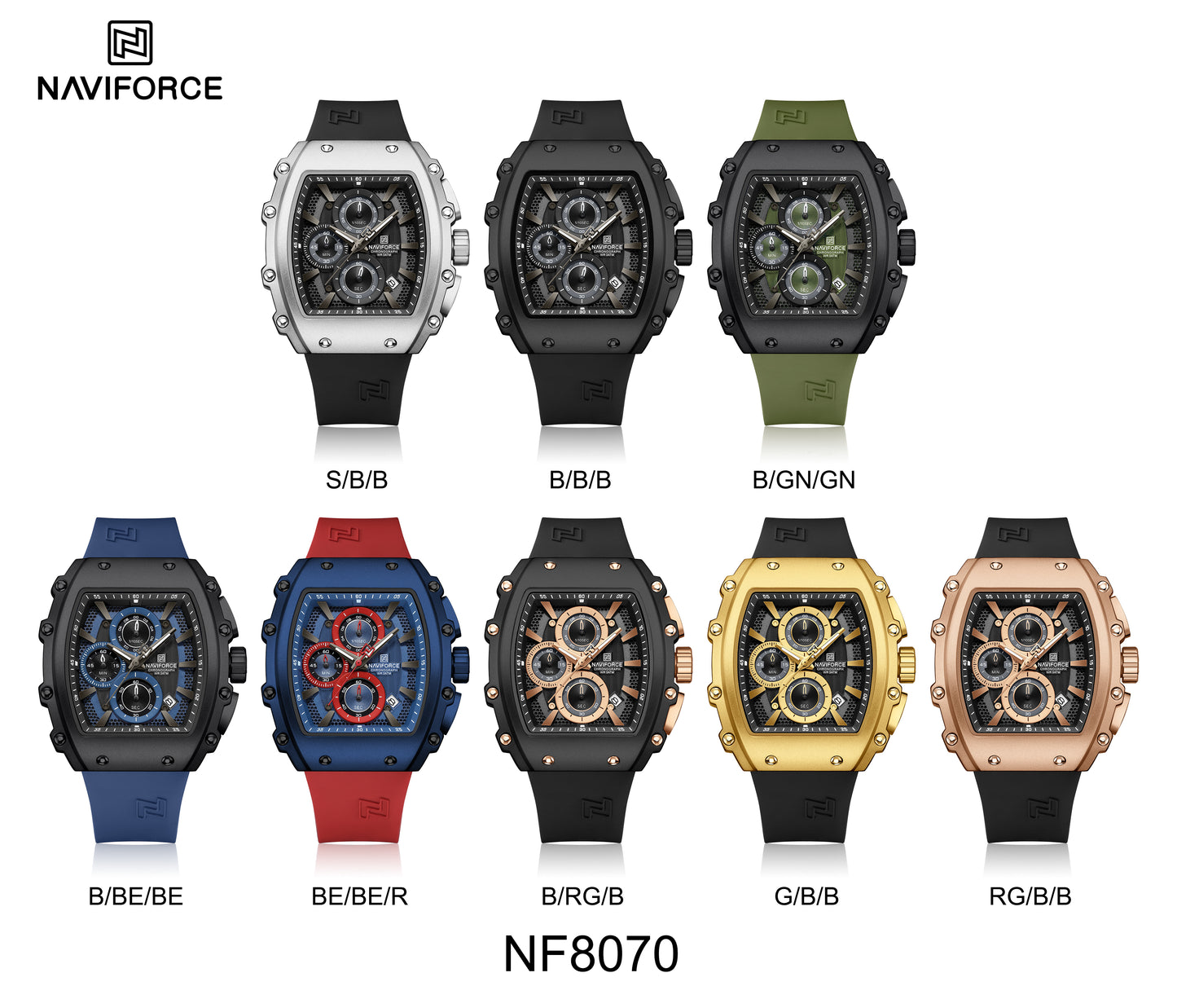 Naviforce Men Silicone Chrono 8070