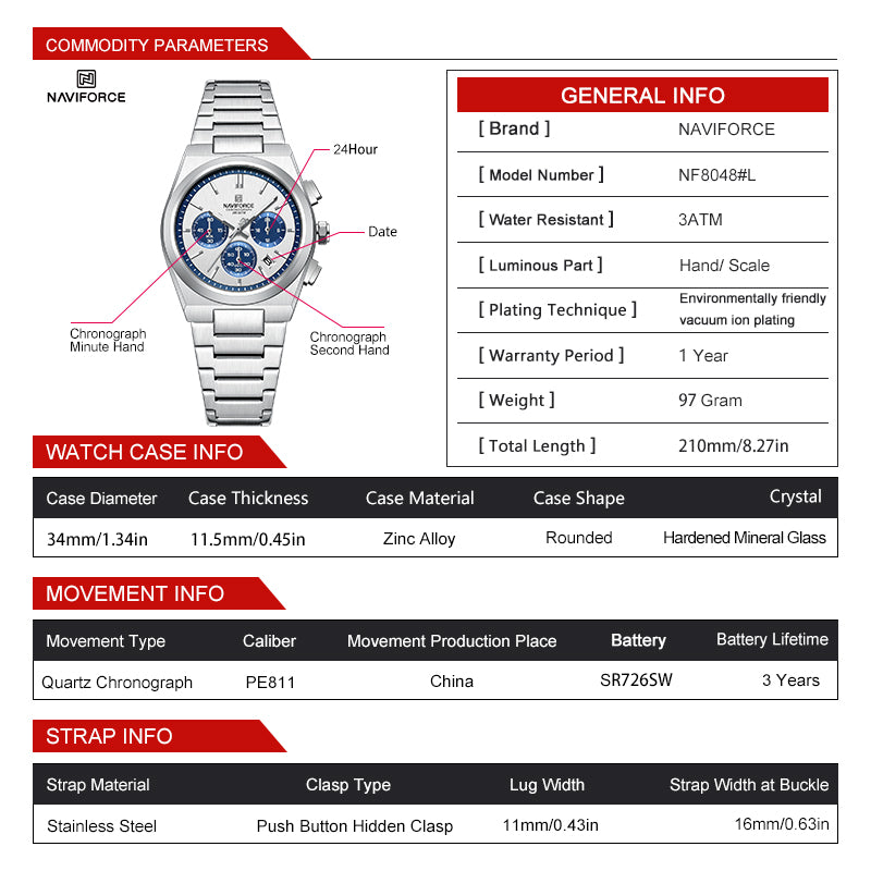 Naviforce Couple Chrono 8048