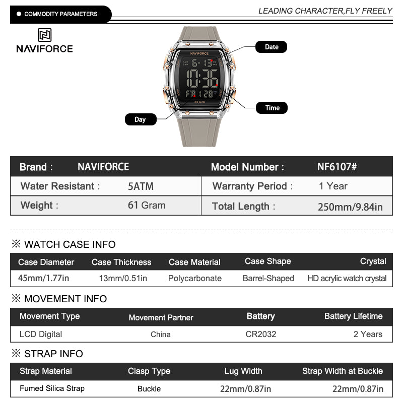 Naviforce Men Silicone 6107
