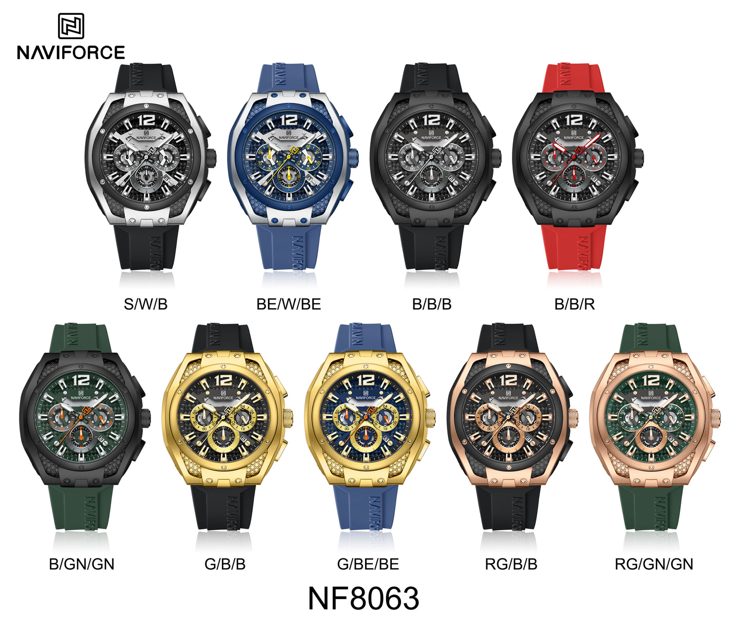 Naviforce Men Silicone Chrono 8063